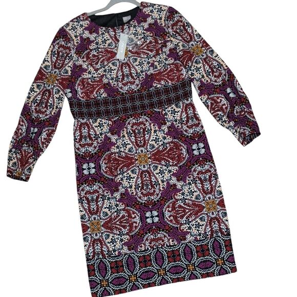 NWT Chico's Medallion-Print Dress Ikat paisley geometric print sheath dress 2/L - Picture 12 of 12